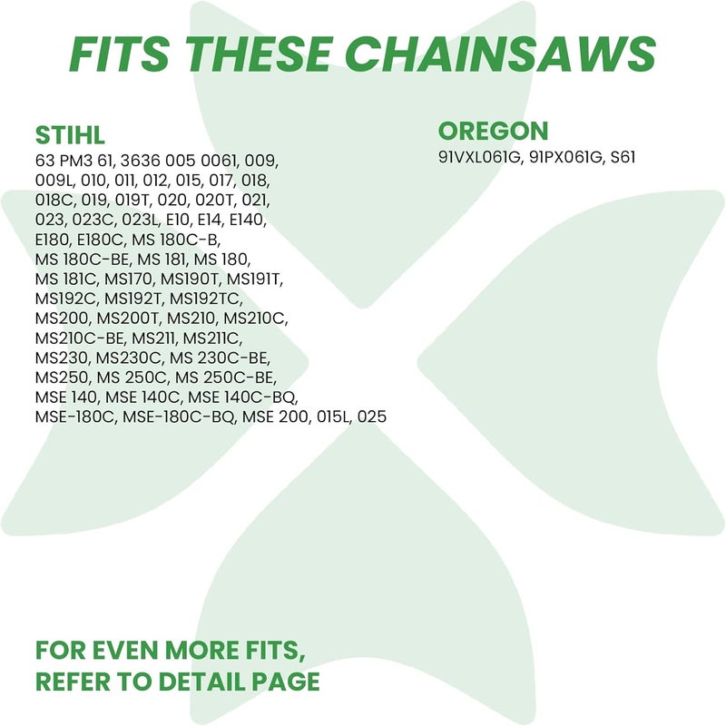 Byane Carbide Chainsaw Chain 18 Inch, 3/8" LP Pitch, 050" Gauge, 61 Drive Links, Fits Stihl MS 211, MS 211C and More (1 chain). - Image 4